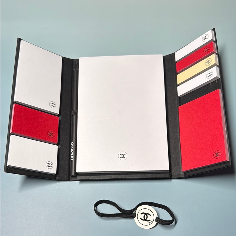 CHANEL Black, Red, and White Stationery